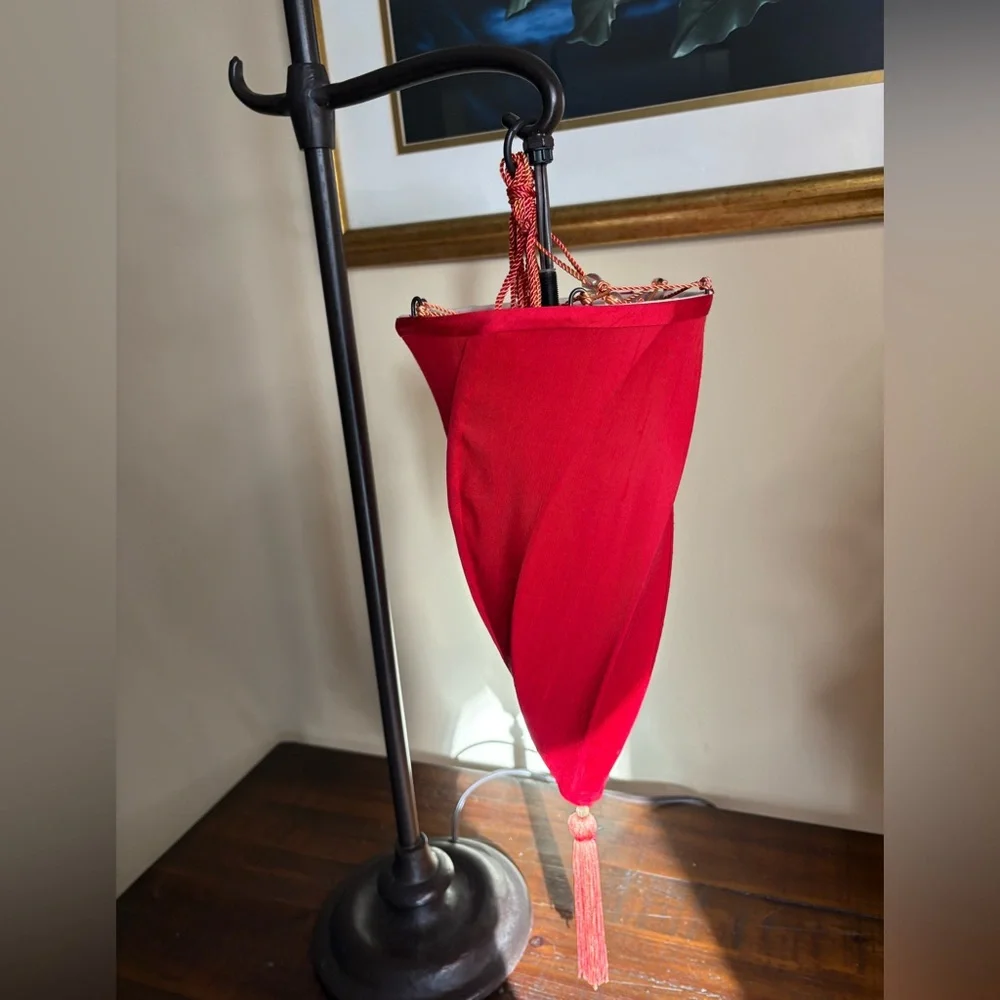 Sale🔥🔥🔥Pottery Barn Medina Moroccan Style Table Lamp With Maroon Fabric Shade - Picture 6 of 10